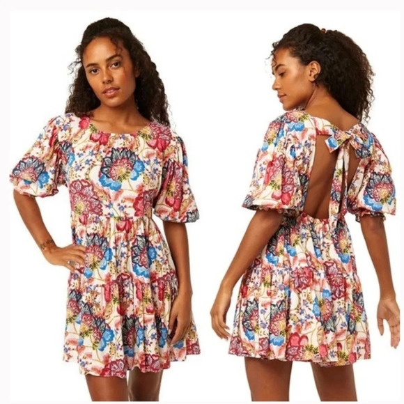 Misa LA Contemporary Floral Tie Back Mini Dress Size XL NWT - Picture 2 of 8